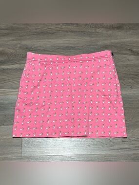 Ralph Lauren Golf Women's 10 Skort Lady Golfer Print Pink Cotton Stretch Pockets
